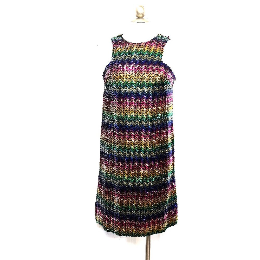 Source Unknown Multicolor Zigzag Knit Midi Dress
